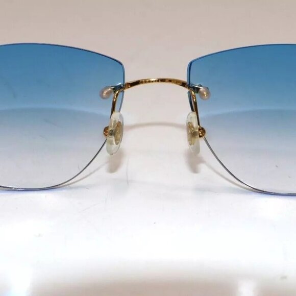 Cartier Big C decor gold sunglasses with blue gradient tinted lens - Picture 6 of 11